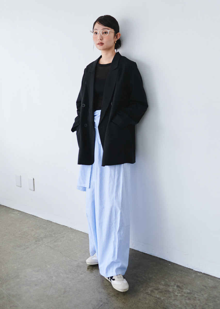 ウエストラップストライプパンツ