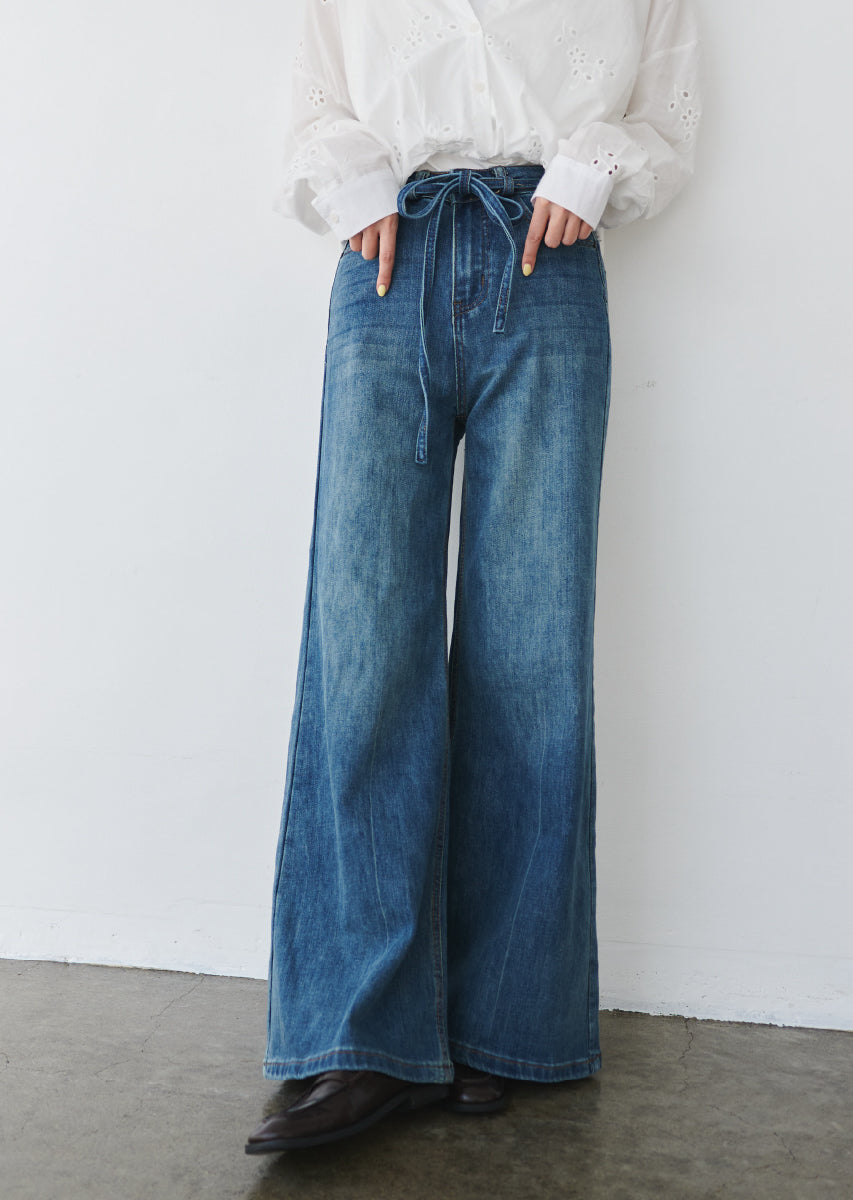 ウエストストリングバギーデニム