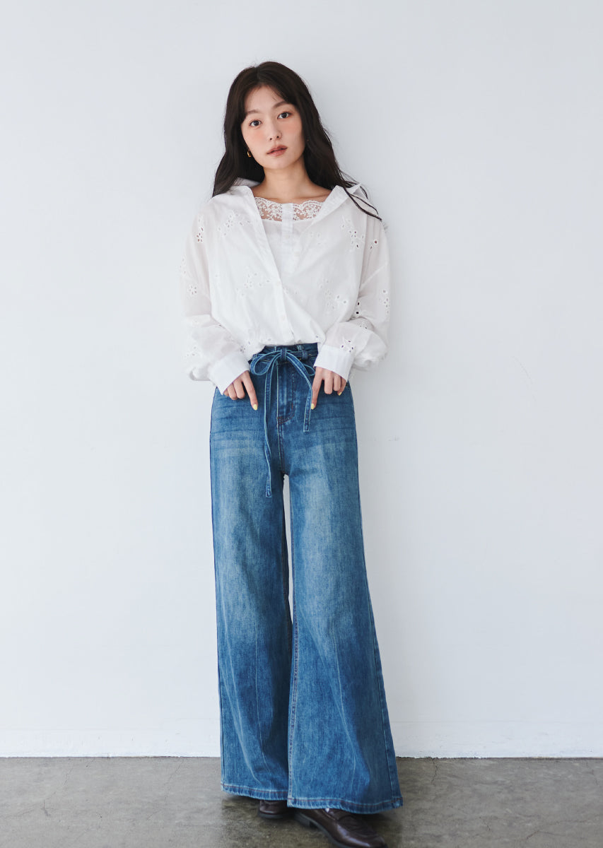 コットンレースブラウス