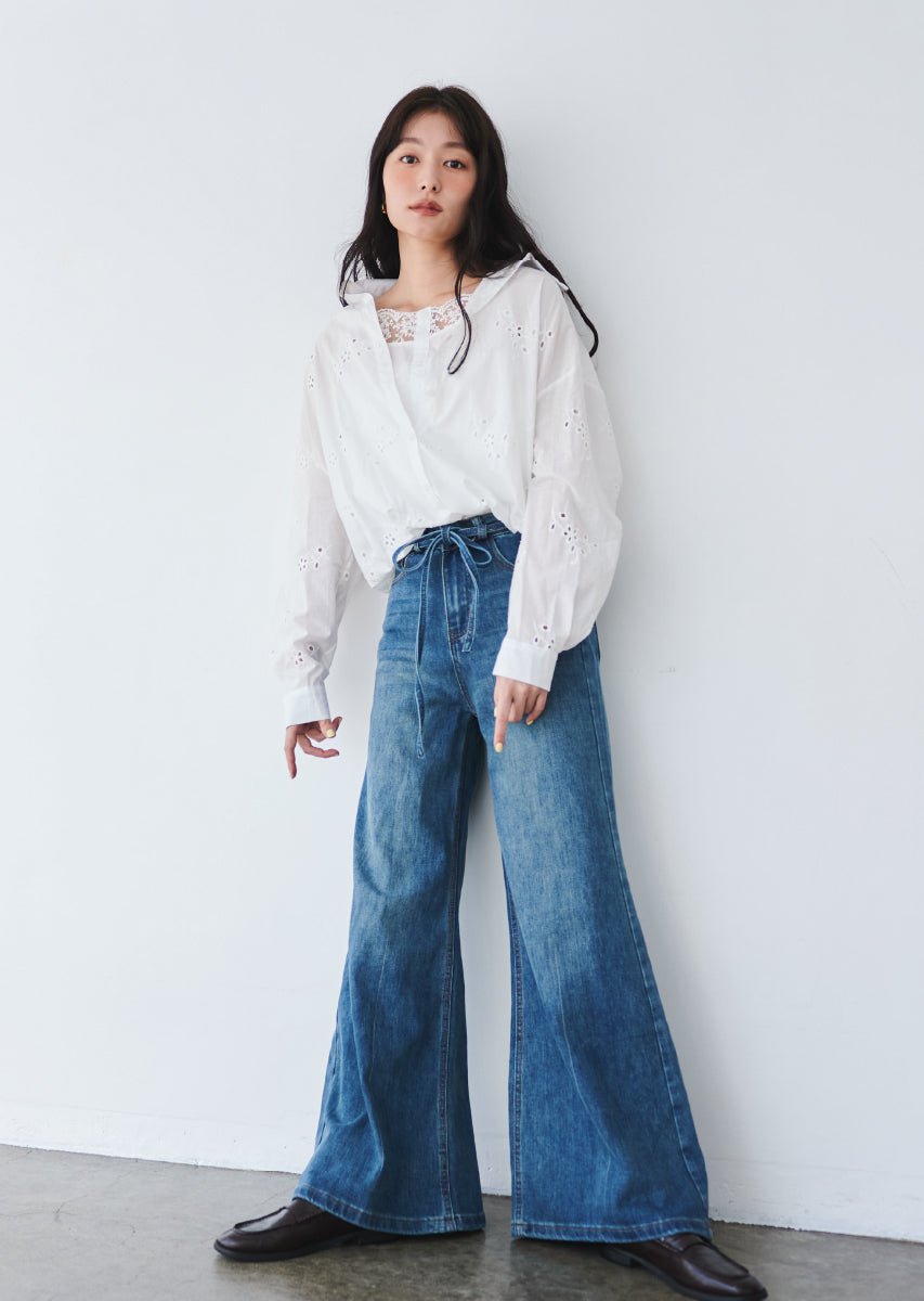 コットンレースブラウス