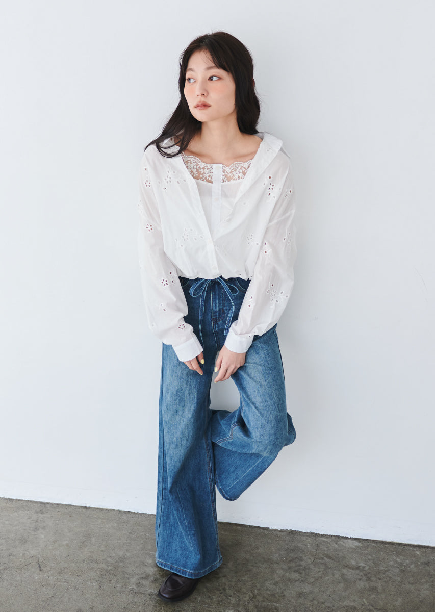コットンレースブラウス