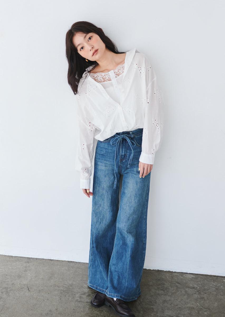 コットンレースブラウス