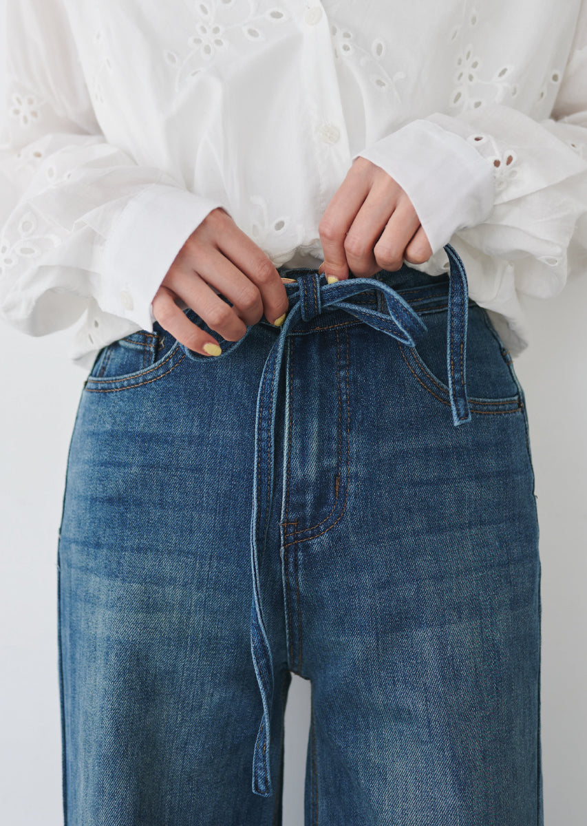 ウエストストリングバギーデニム