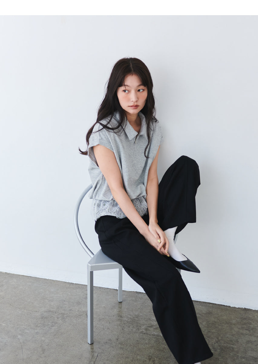 《追加》ハーフジップレースドッキングトップス