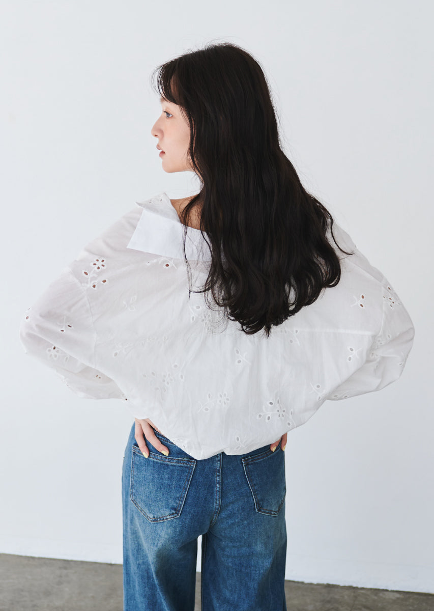 コットンレースブラウス