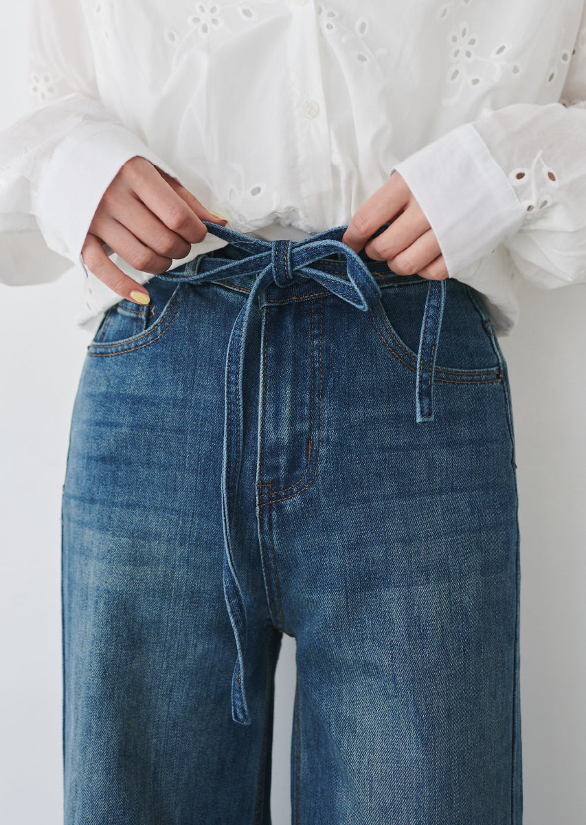 ウエストストリングバギーデニム