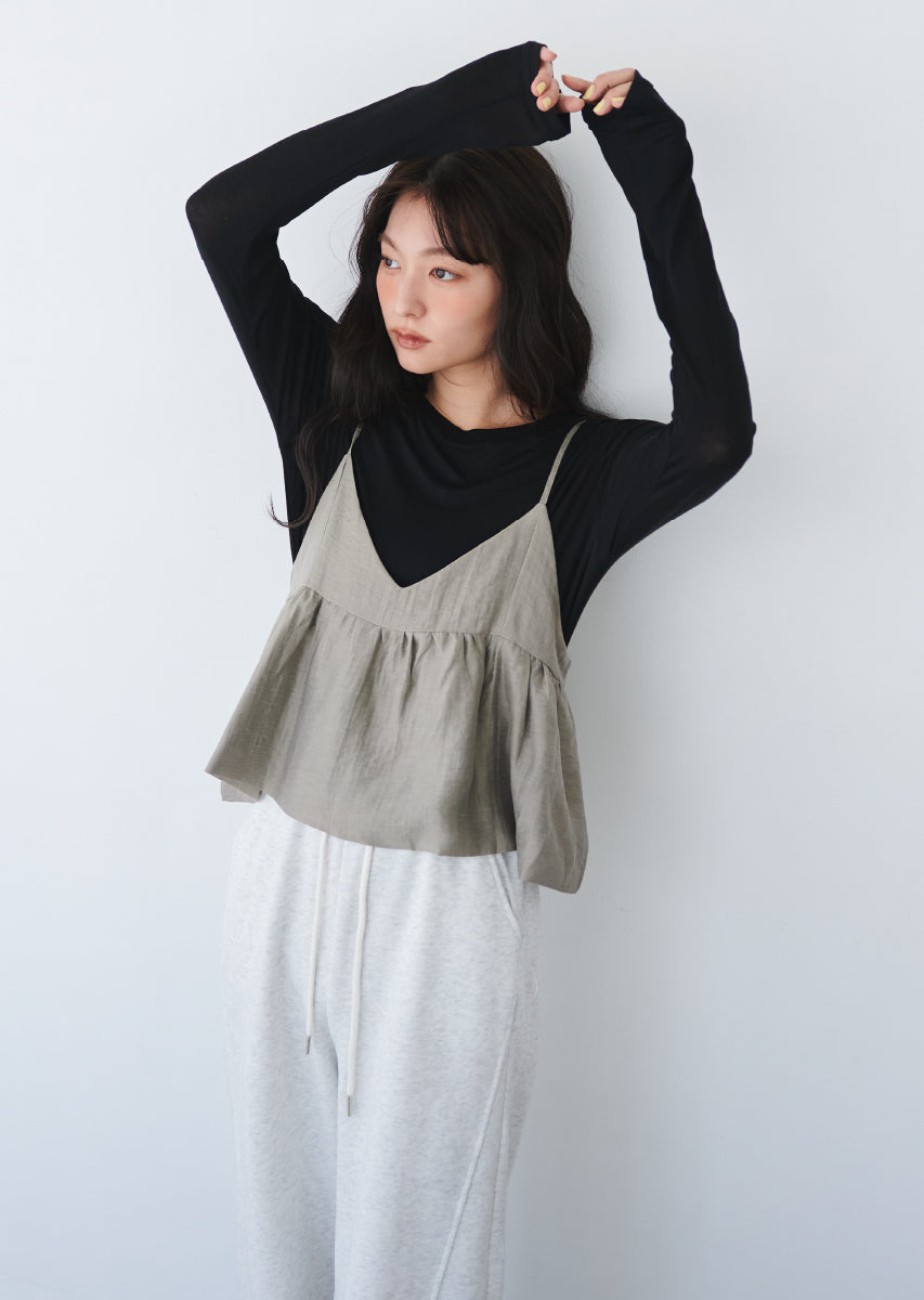 ビスチェ付きシアートップス