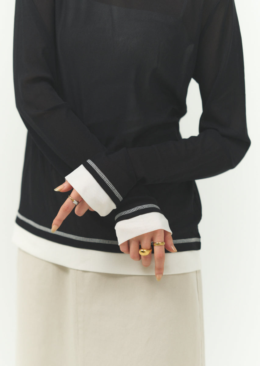 パワーネットバイカラープルオーバー