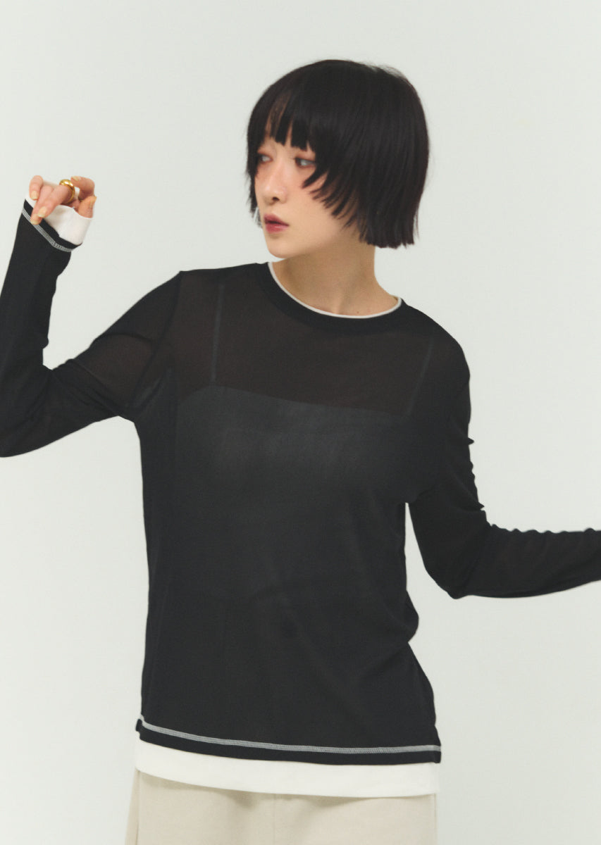 パワーネットバイカラープルオーバー