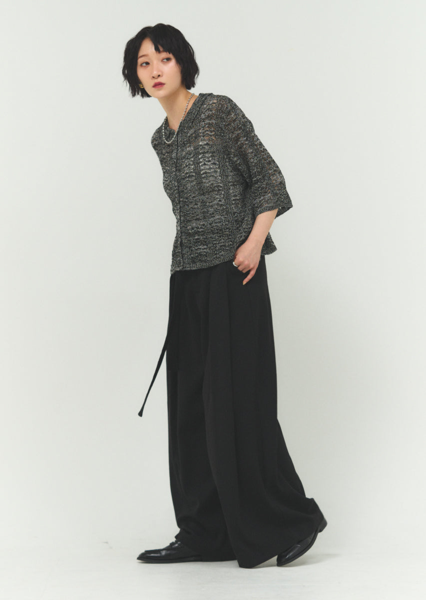 透かし編みニットシャツ