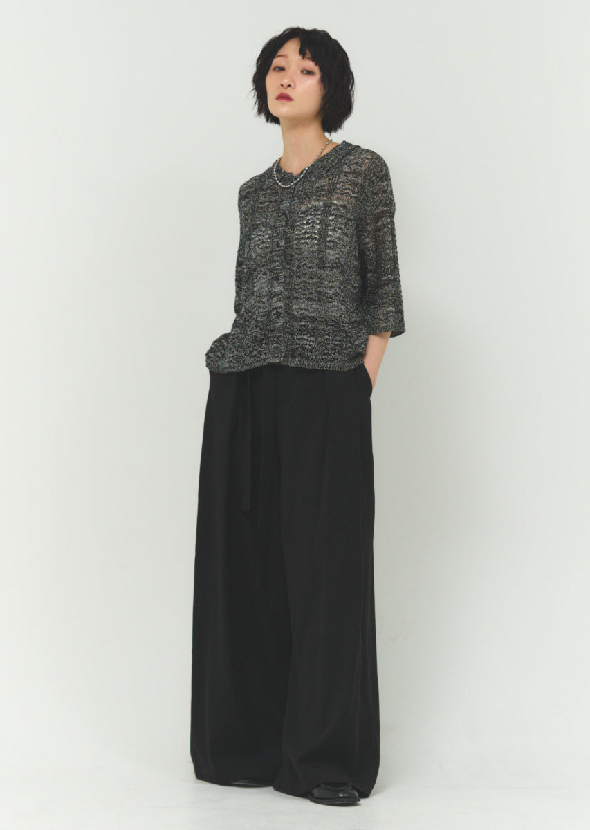 透かし編みニットシャツ