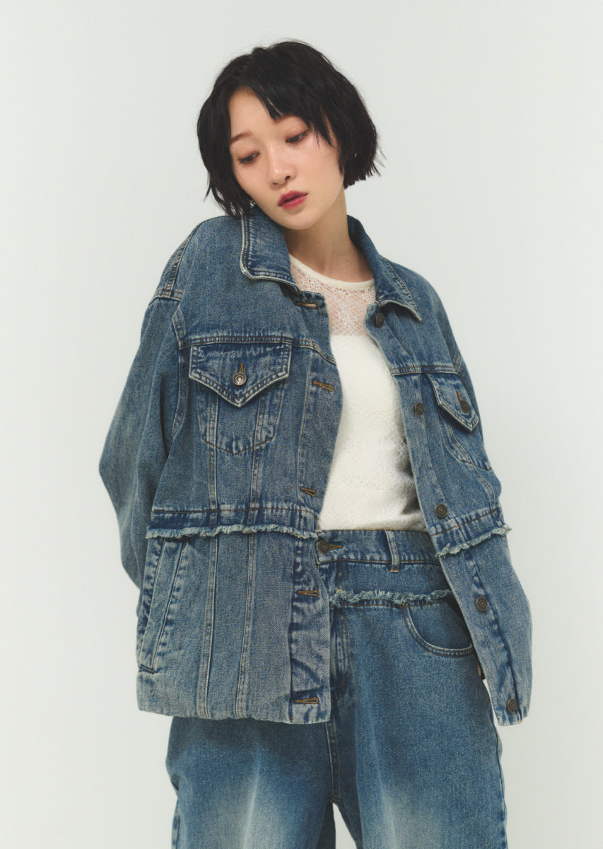 バルーンシルエットデニムブルゾン