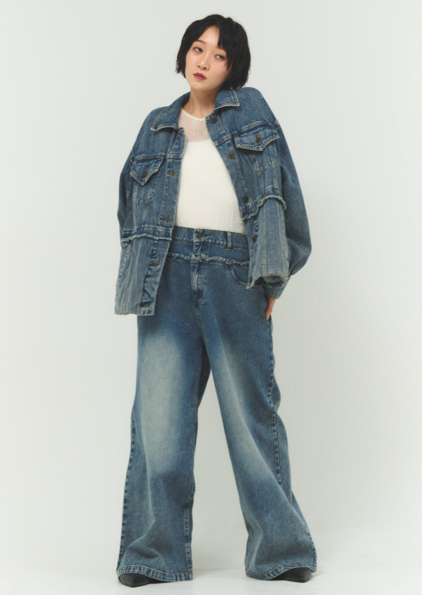 バルーンシルエットデニムブルゾン