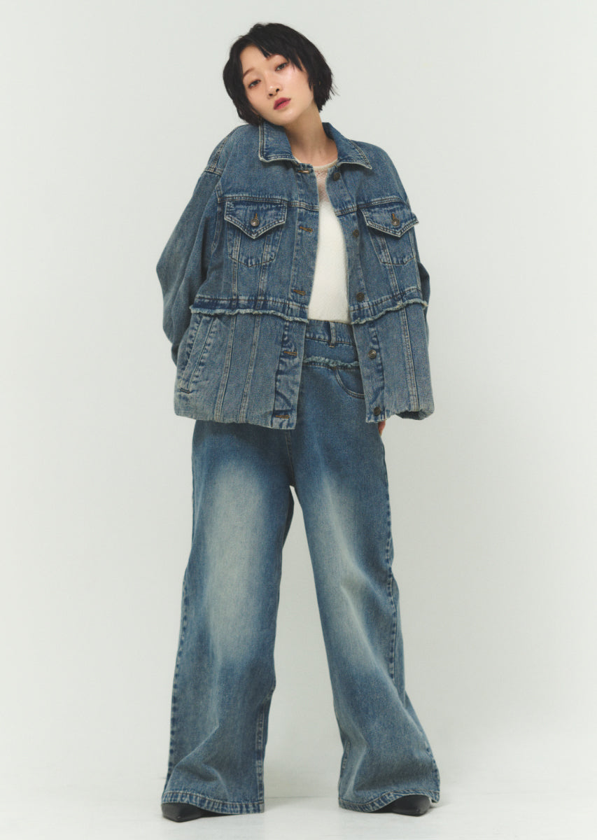バルーンシルエットデニムブルゾン
