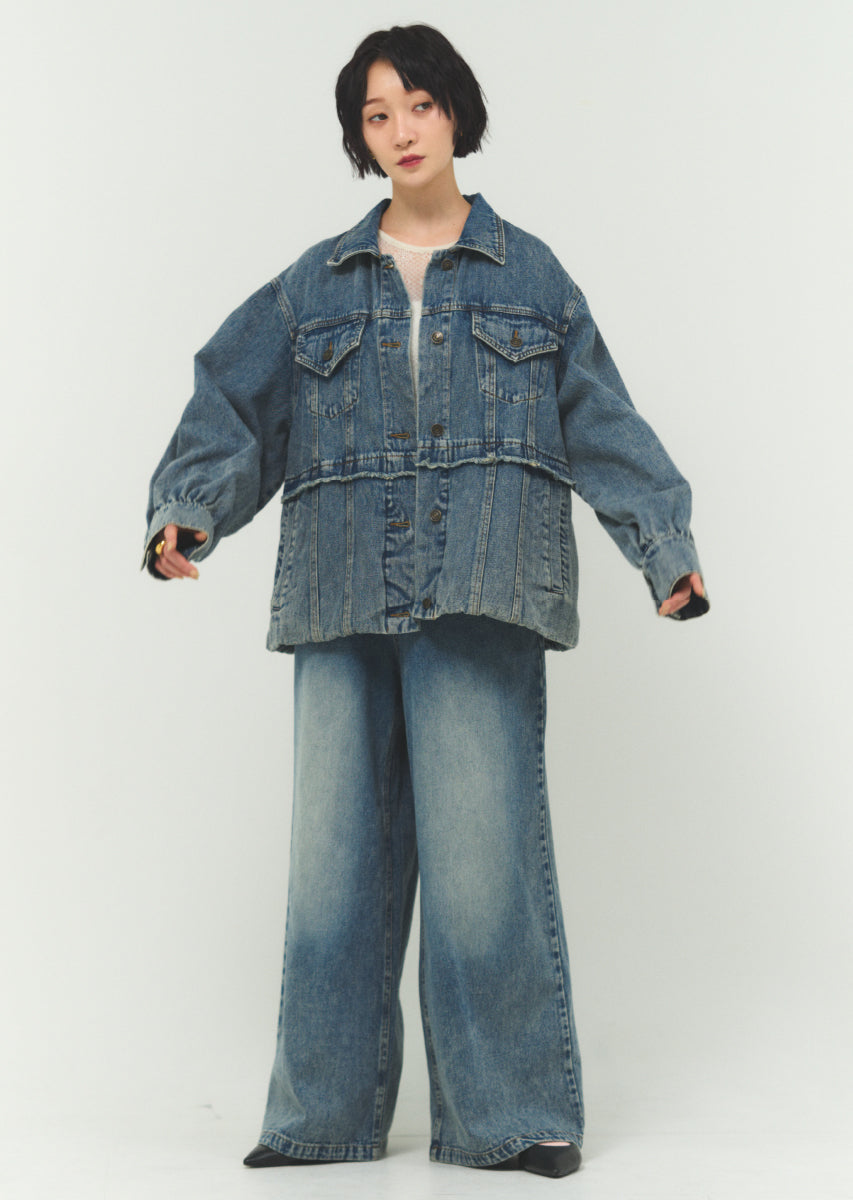 バルーンシルエットデニムブルゾン
