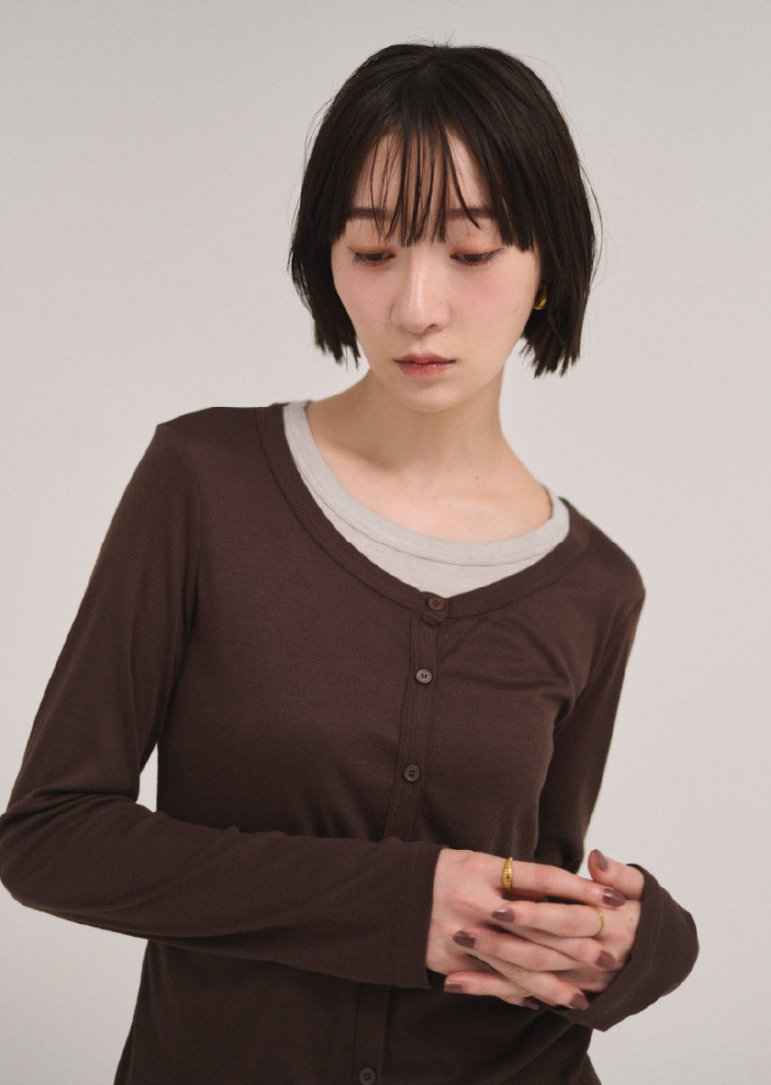 バイカラーソフトフィットカーディガン