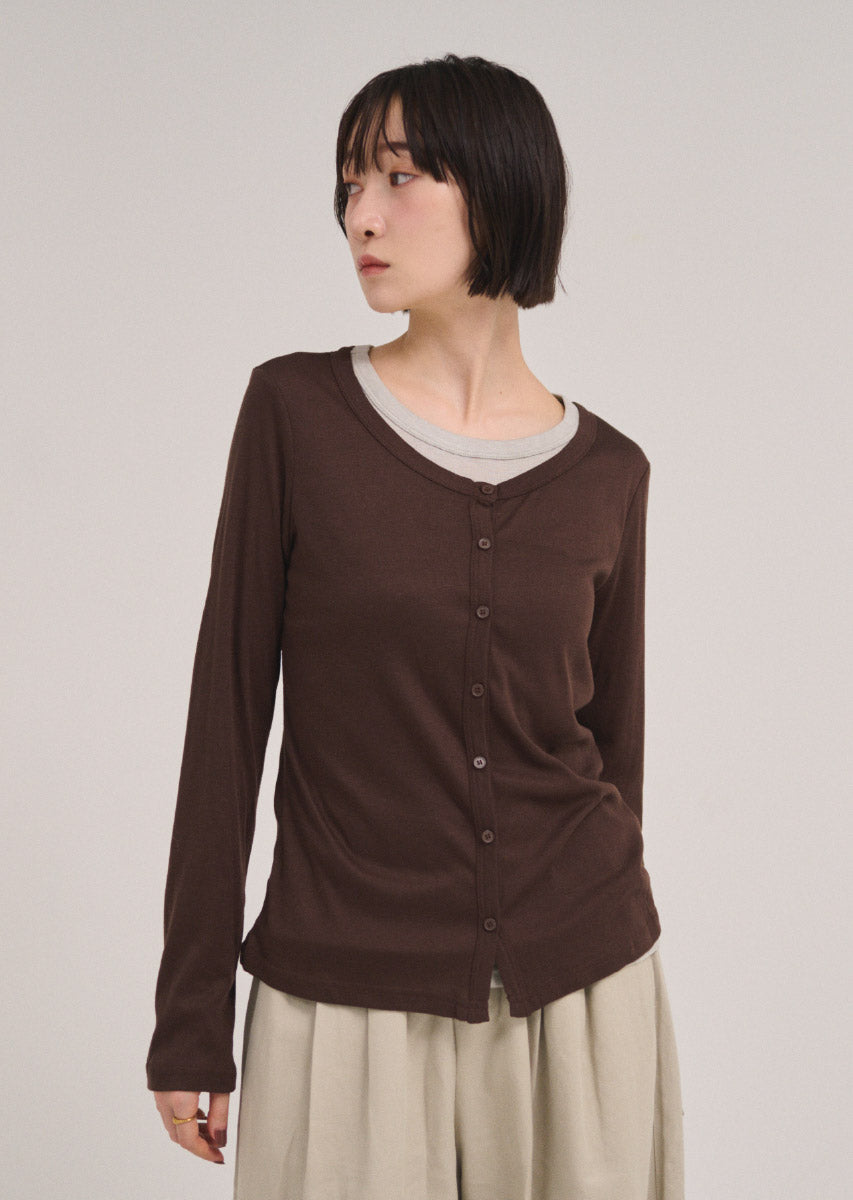 バイカラーソフトフィットカーディガン