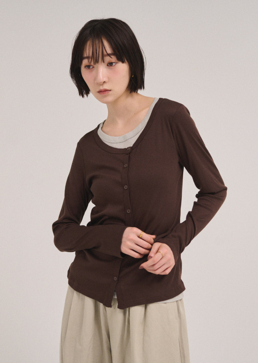 バイカラーソフトフィットカーディガン