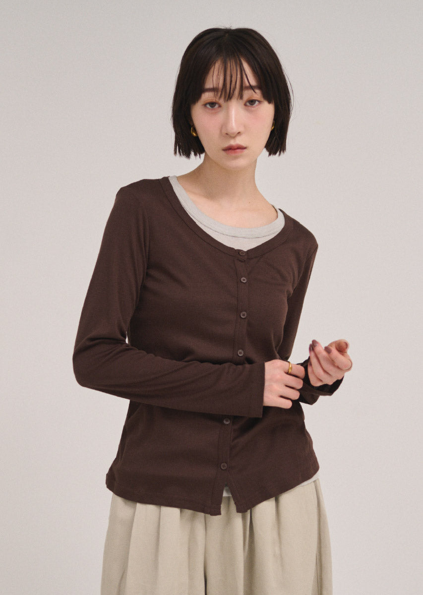 バイカラーソフトフィットカーディガン