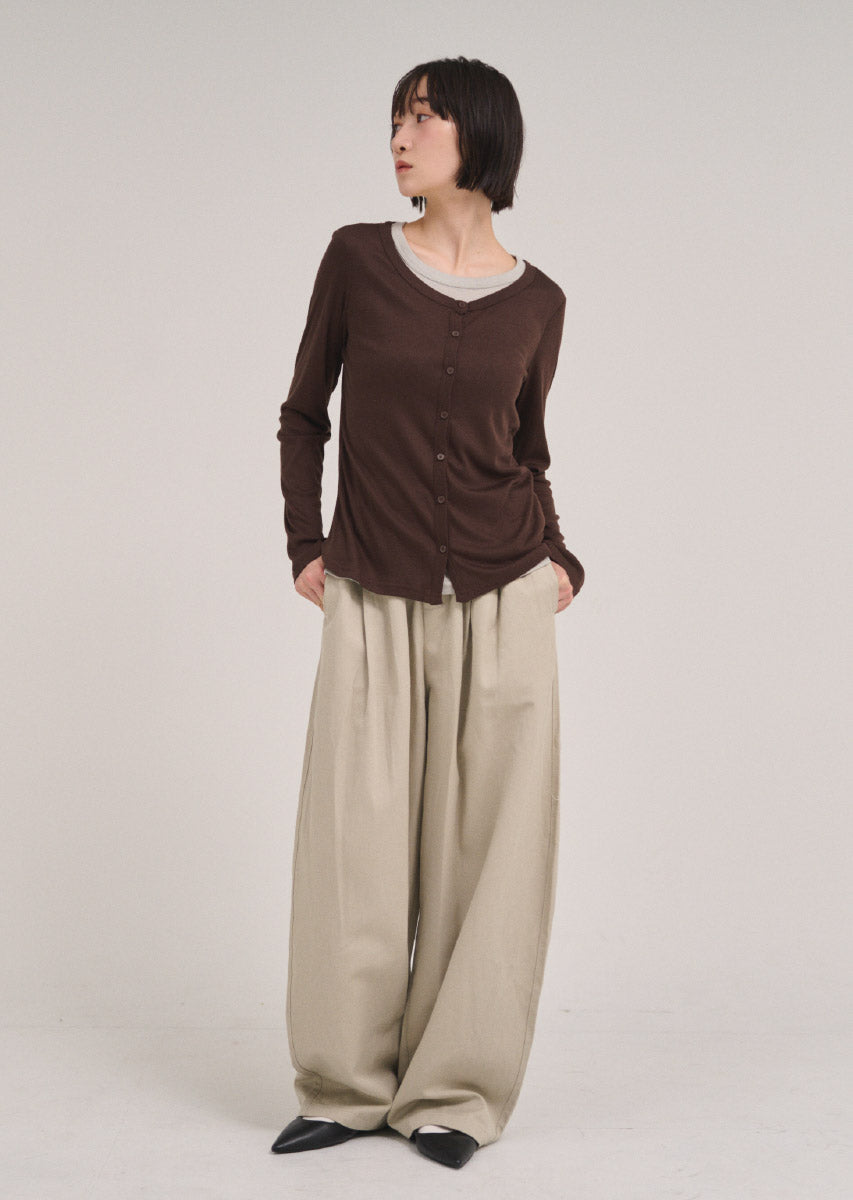 バイカラーソフトフィットカーディガン