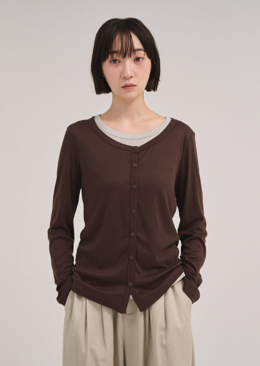 バイカラーソフトフィットカーディガン