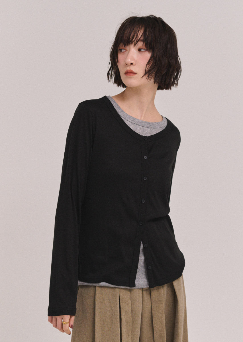 バイカラーソフトフィットカーディガン