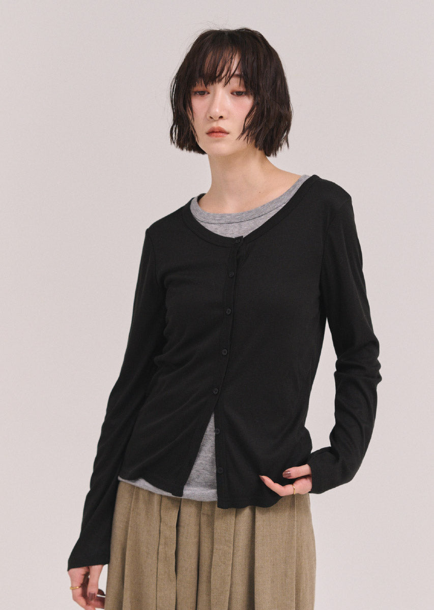 バイカラーソフトフィットカーディガン