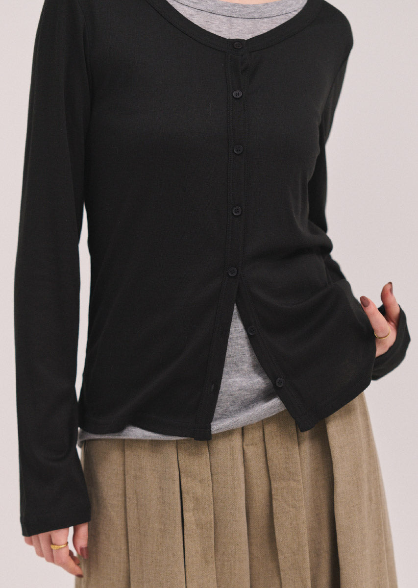 バイカラーソフトフィットカーディガン