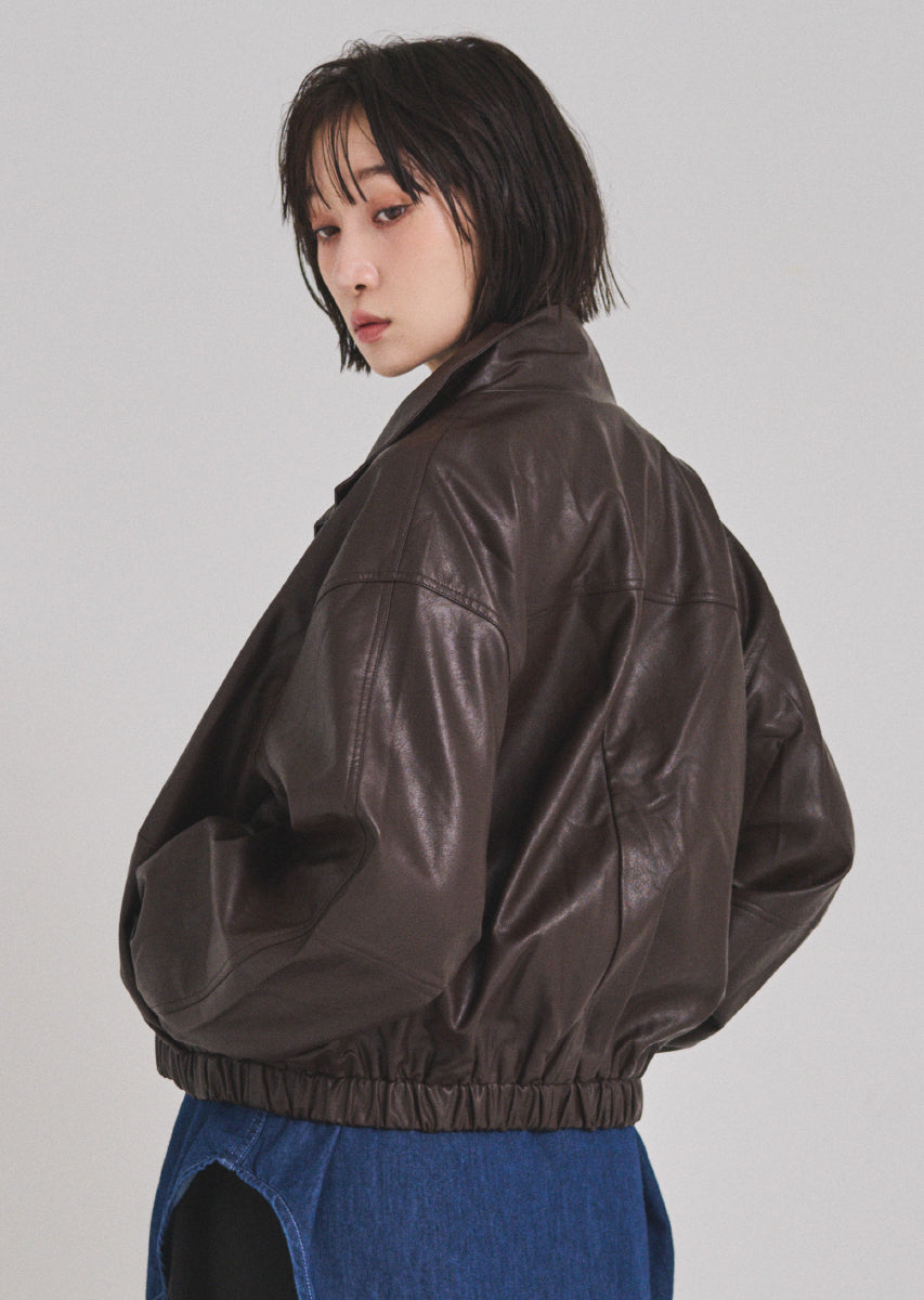 フェイクレザーオーバーブルゾン