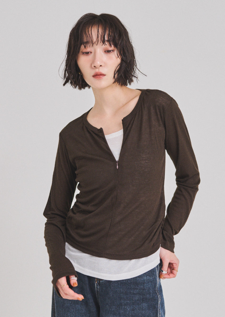 ハーフジップシアートップス