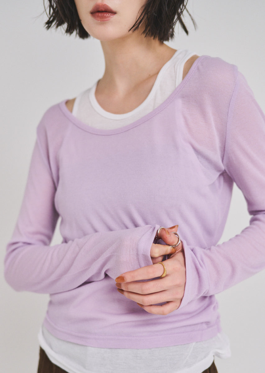 ロングスリーブレイヤードシアートップス