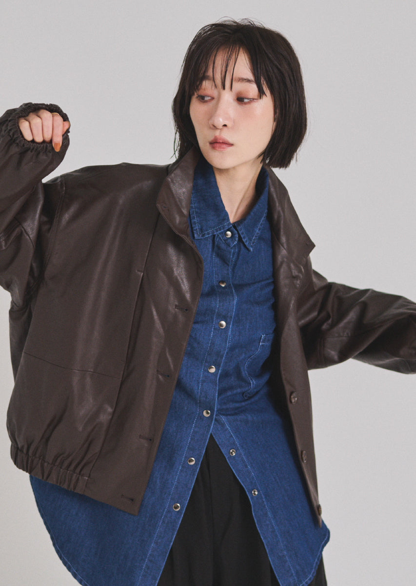 フェイクレザーオーバーブルゾン