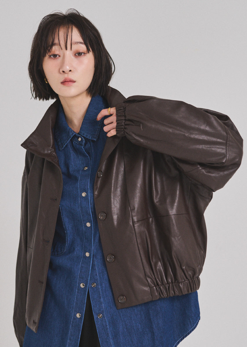 フェイクレザーオーバーブルゾン