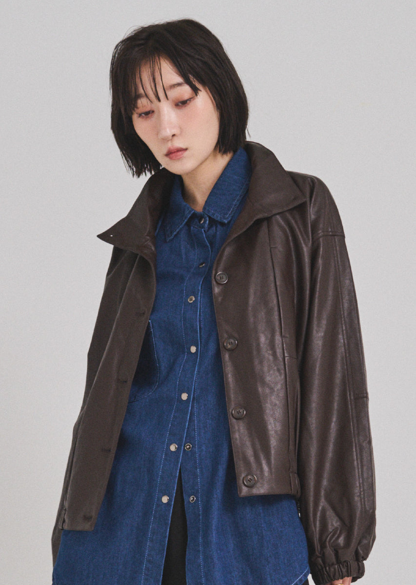 フェイクレザーオーバーブルゾン