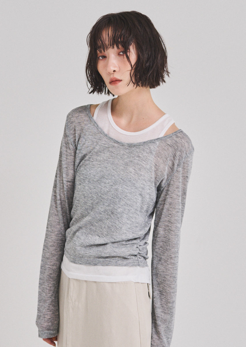 ロングスリーブレイヤードシアートップス