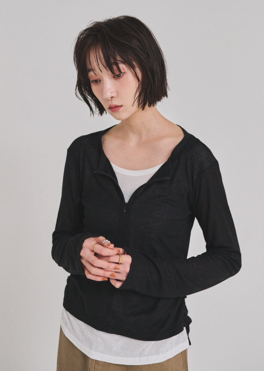 ハーフジップシアートップス