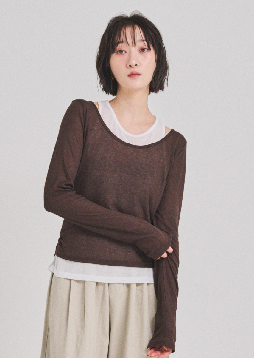 ロングスリーブレイヤードシアートップス
