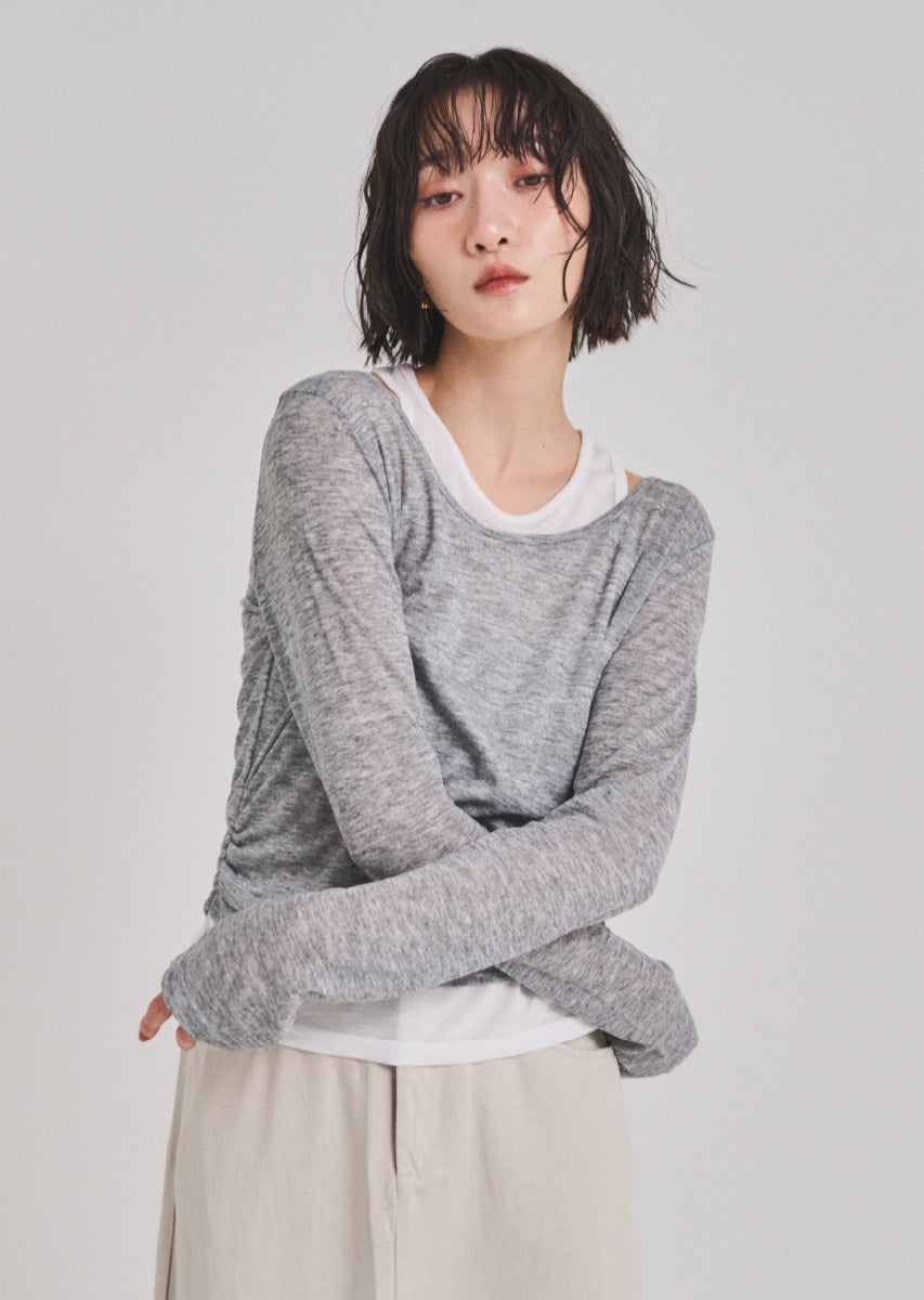 ロングスリーブレイヤードシアートップス