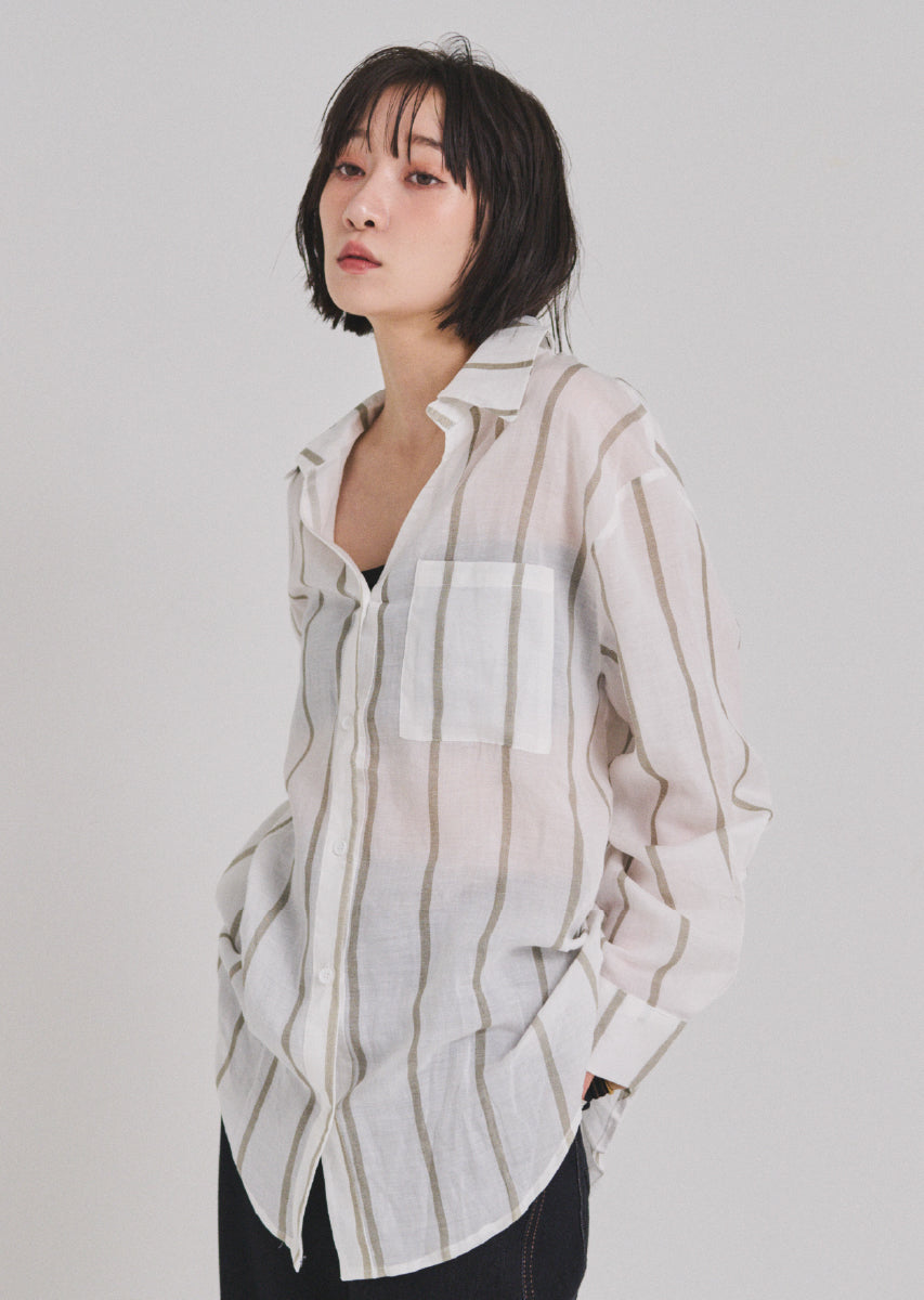 ストライプオーバーシャツ