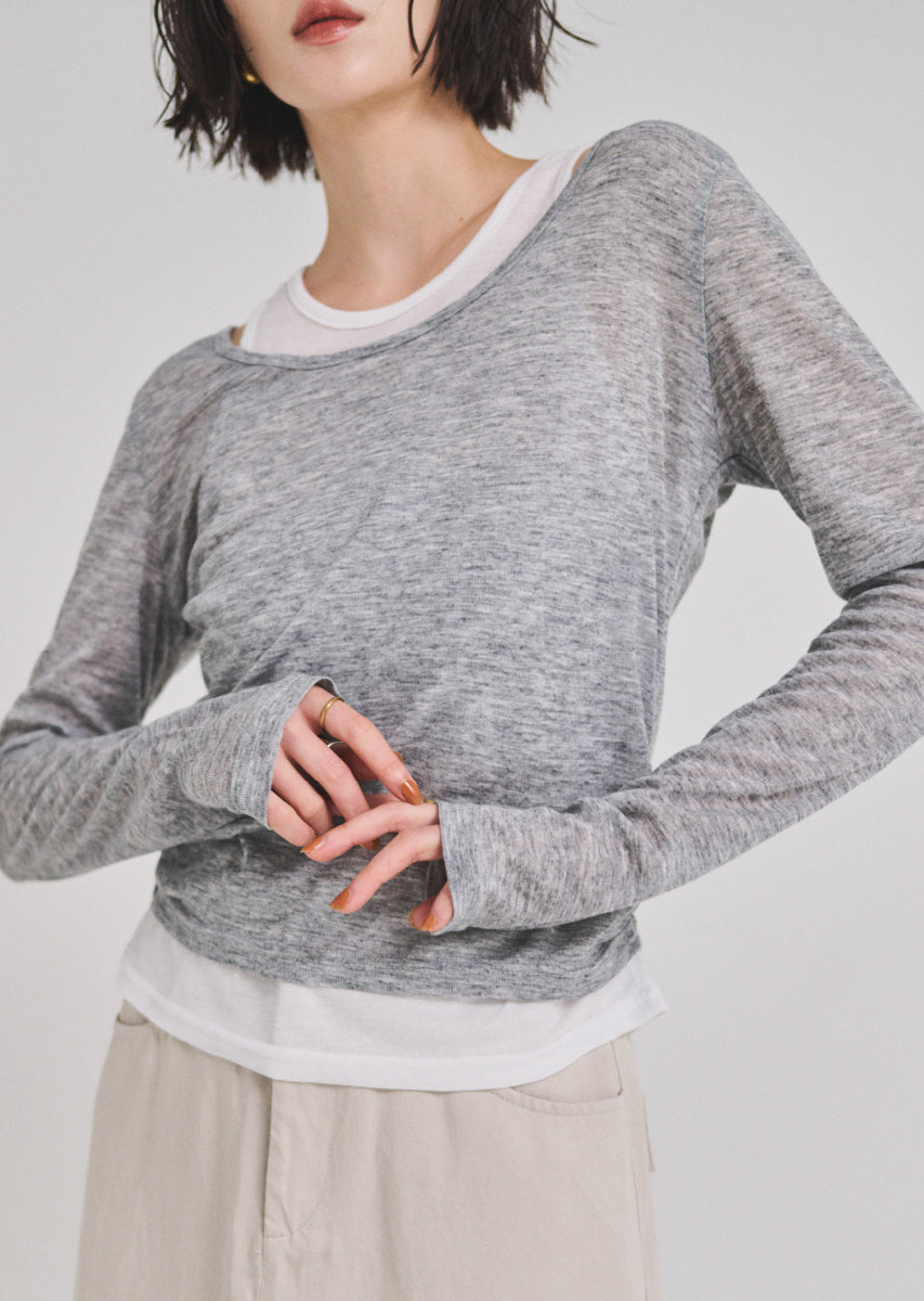 ロングスリーブレイヤードシアートップス