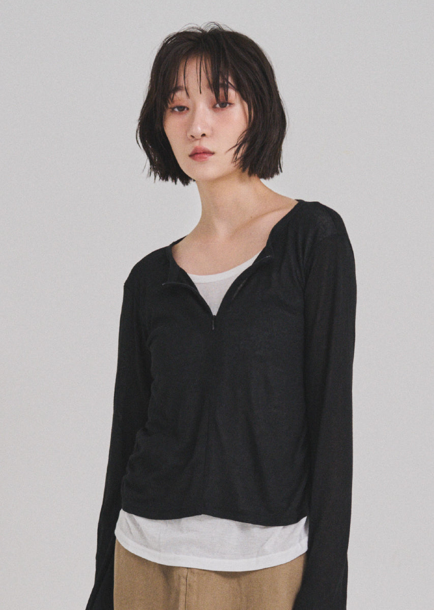 ハーフジップシアートップス