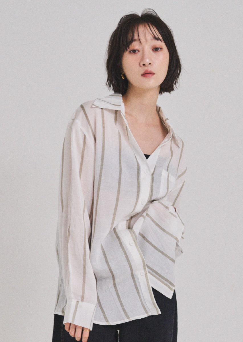 ストライプオーバーシャツ