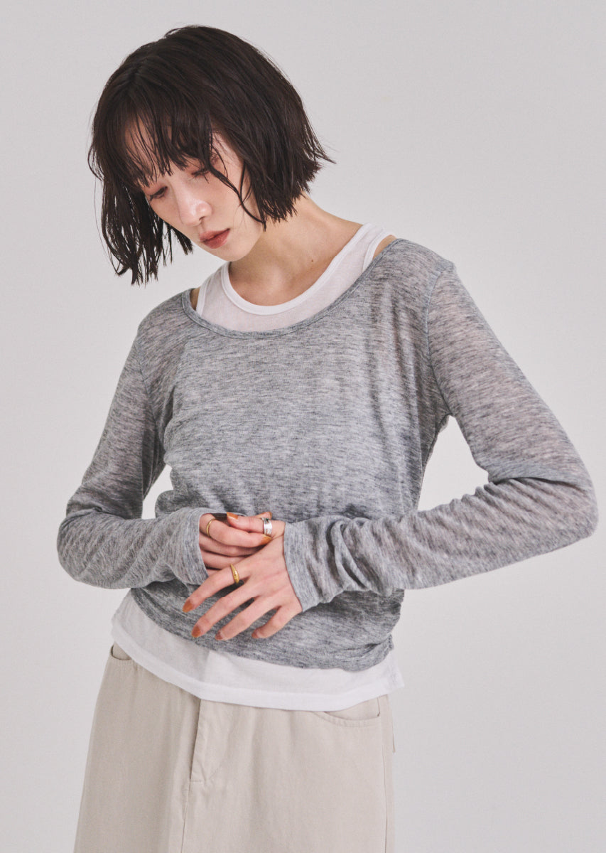 ロングスリーブレイヤードシアートップス