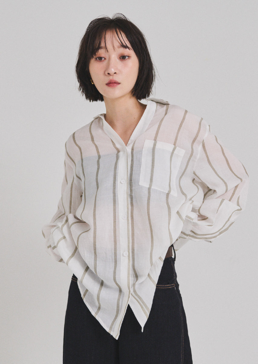 ストライプオーバーシャツ