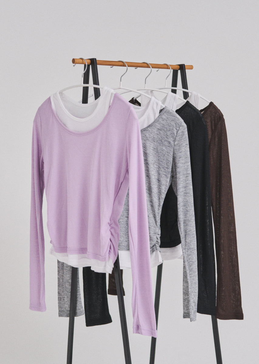 ロングスリーブレイヤードシアートップス