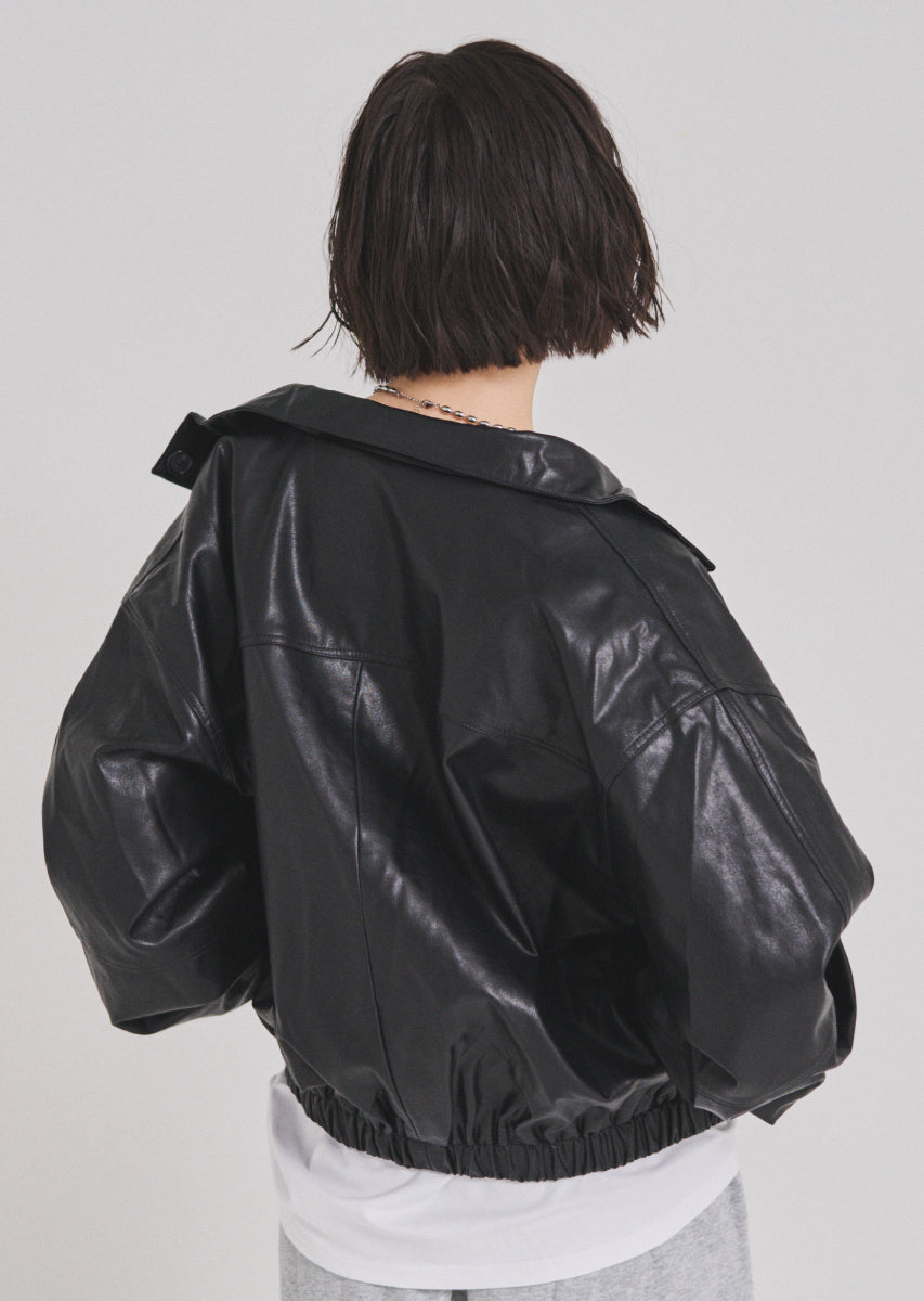フェイクレザーオーバーブルゾン