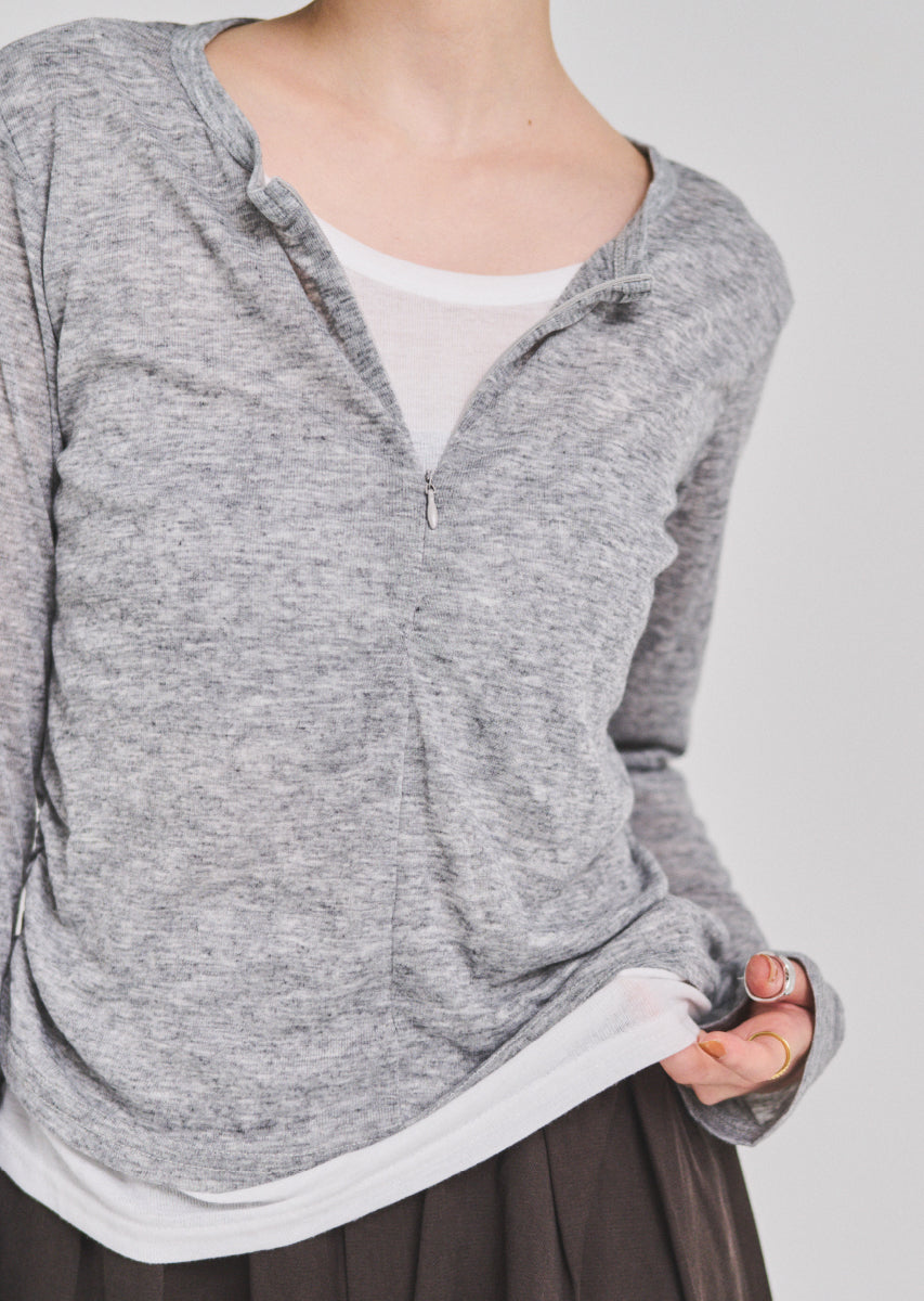 ハーフジップシアートップス