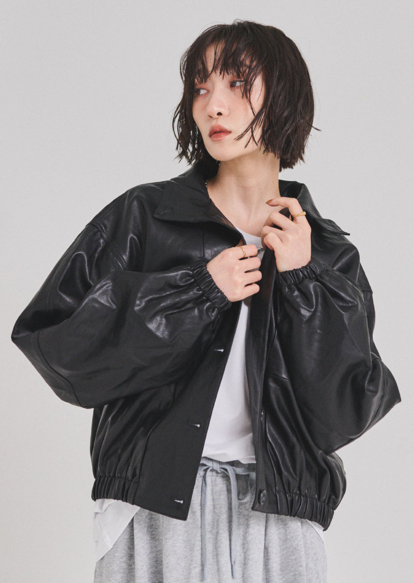 フェイクレザーオーバーブルゾン