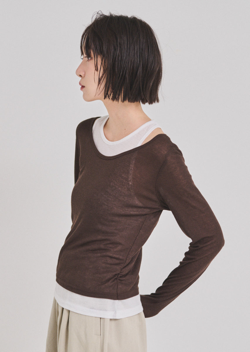 ロングスリーブレイヤードシアートップス