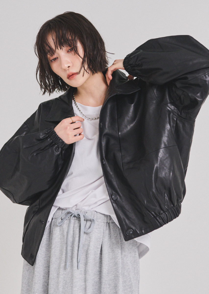 フェイクレザーオーバーブルゾン